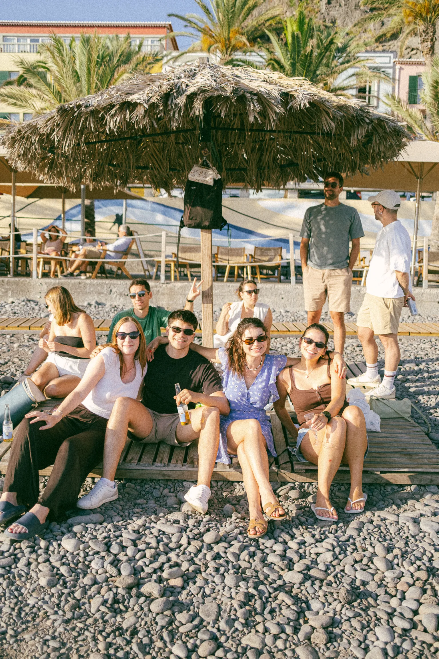 Banana House residents together at the beach bar in Ponta do Sol
